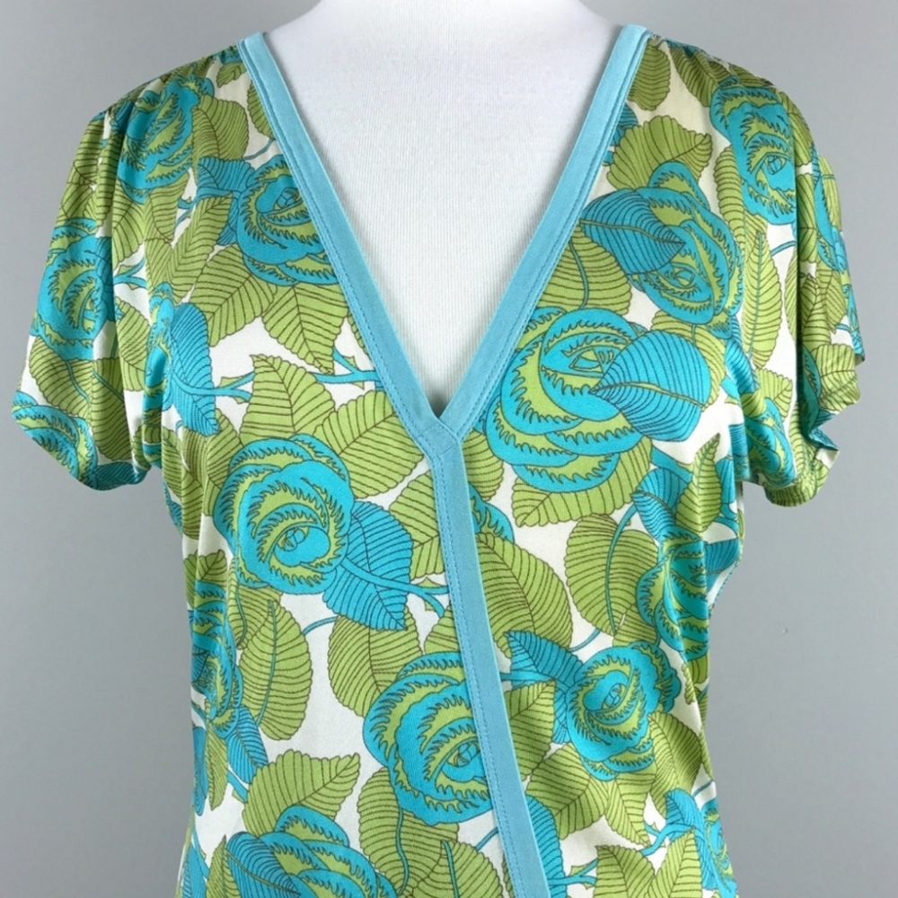 Johnny Was Floral Leaf Print Blouse